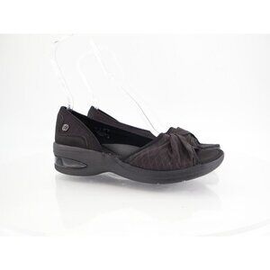 Bzees Women Remix Sandal Size 9.5 Wedge Heel Slip On Black Textile Casual Comfy